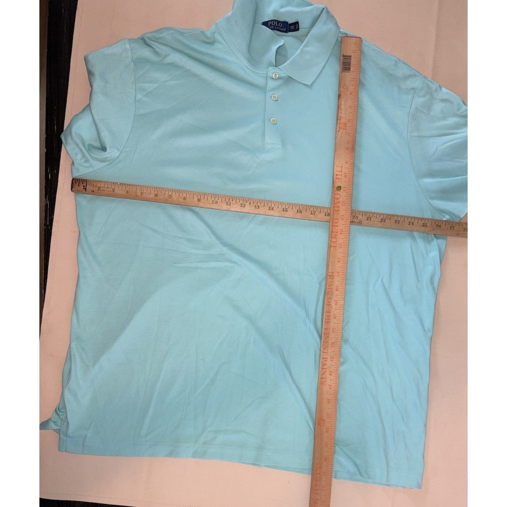 Polo Ralph Lauren Polo Shirt Mens 2XLT XXL Tall Teal Short Sleeve Flesh Pony - Picture 3 of 8